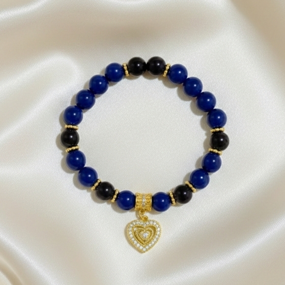 Jewelry - Chalcedony/Jade Bracelet With Cubic Zirconia Charm